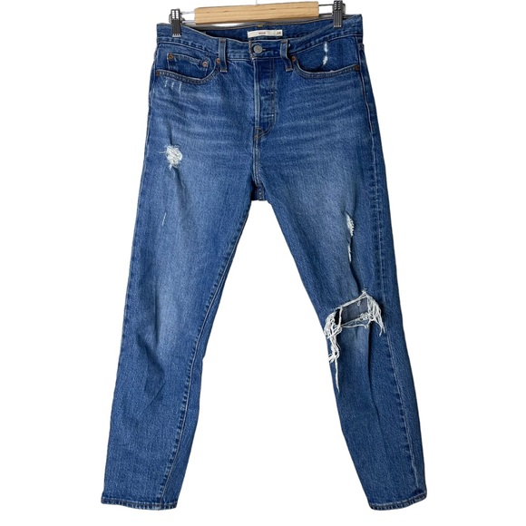 Levi’s Wedgie High Waist Slim Leg Torn Distressed Button Fly Jeans - Picture 2 of 11